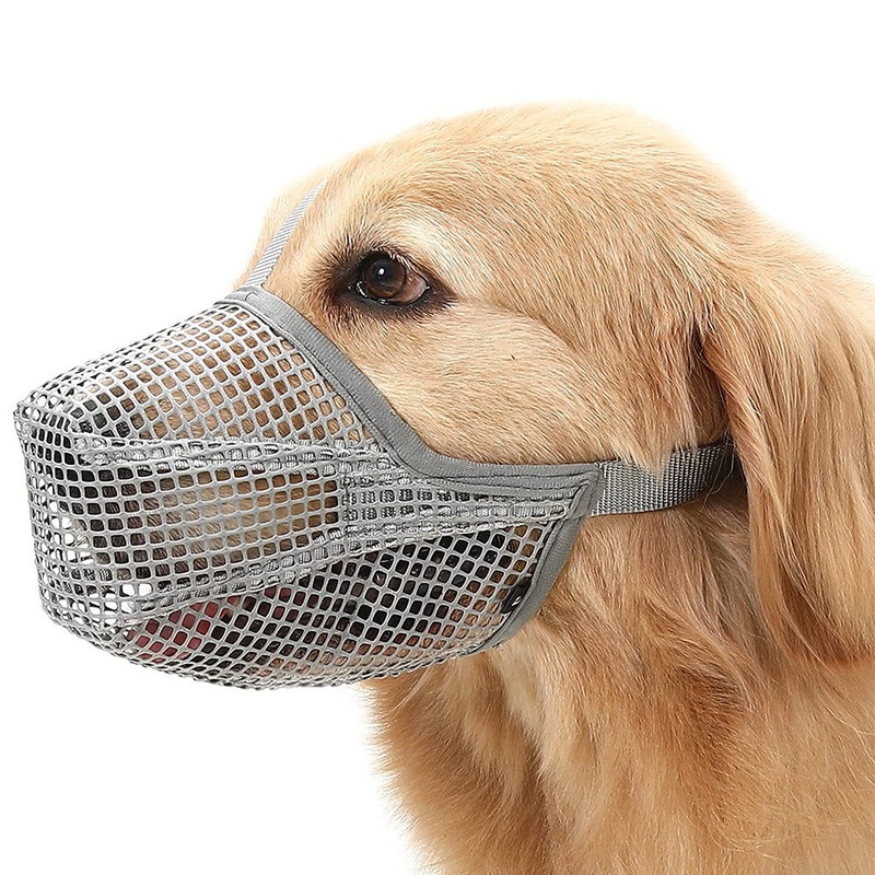2 Pcs Size S Grey Breathable Mesh Dog Muzzle – Anti-Barking, Biting & Chewing – Adjustable & Comfortable Nylon Muzzle for Dogs