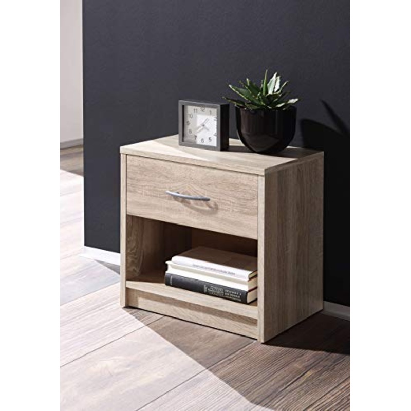 AVANTI TRENDSTORE – Pepe – Comodino con cassetto e scompartimento aperto, disponibile in diversi colori, dimensioni LAP: 39x41x28 cm (Marrone)