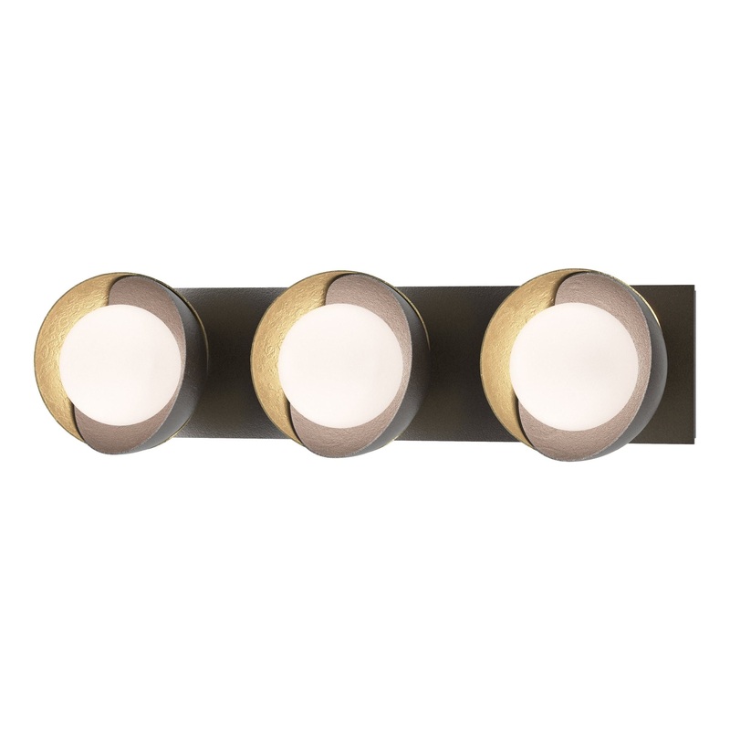 Brooklyn 3-Light Straight Double Shade Bath Sconce Oil Rubbed Bronze Modern Brass