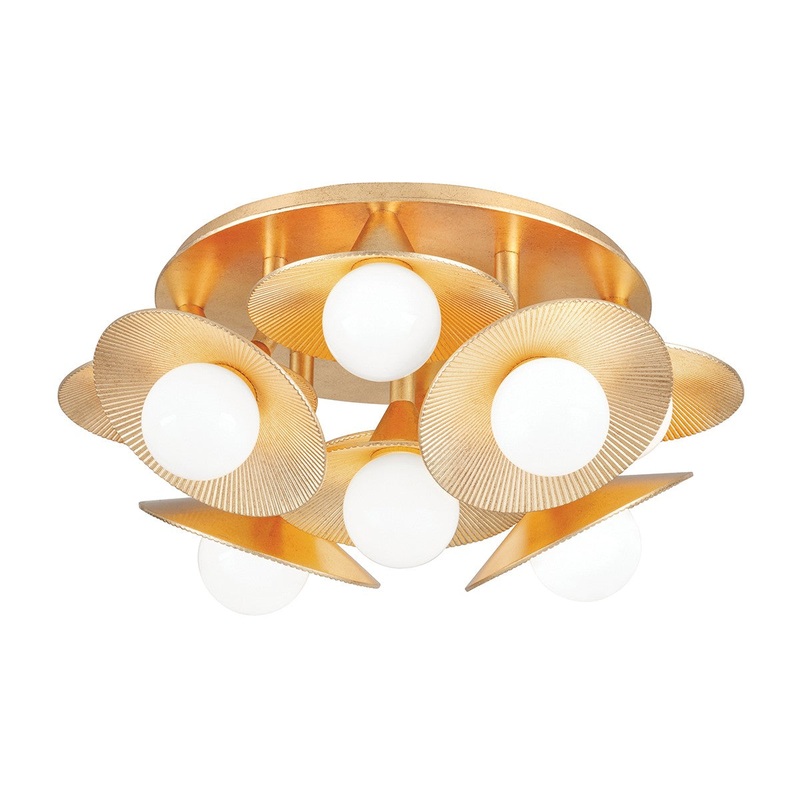Corbett Lighting 333-09-VGL Emerald Nine Light Semi Flush Mount Vintage Gold Leaf