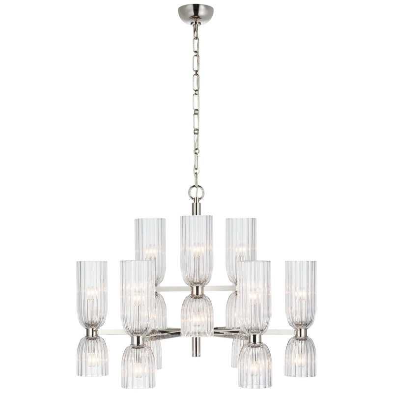 LED Chandelier from the Asalea Collection in Polished Nickel Finish by Visual Comfort Signature