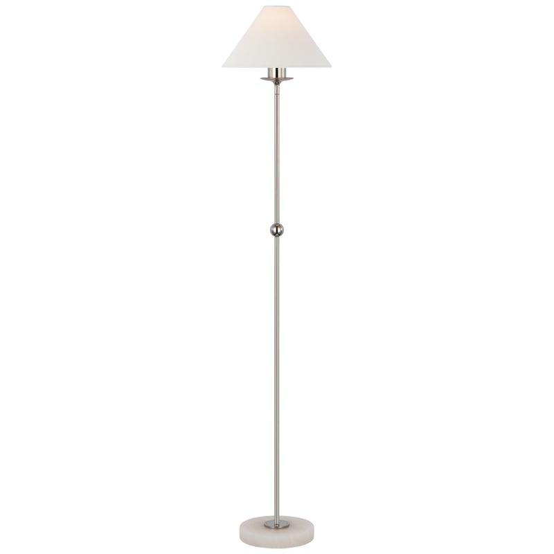 LED Floor Lamp from the Caspian Collection in Polished Nickel and Alabaster Finish by Visual Comfort Signature