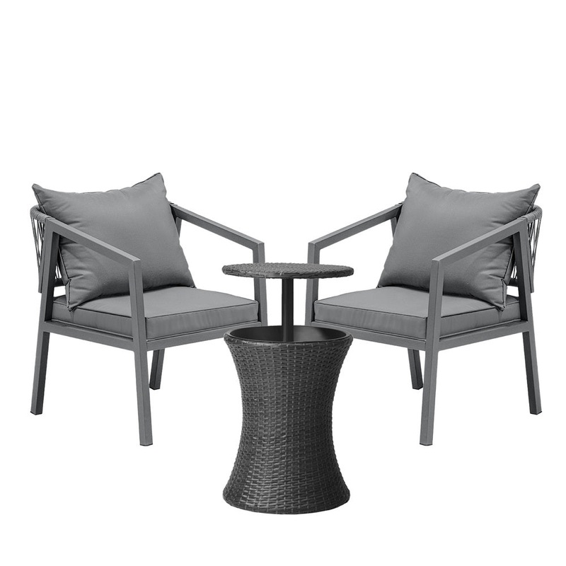 Livsip Outdoor Patio Set Ice Bucket Black Table Bistro Setting 3pcs