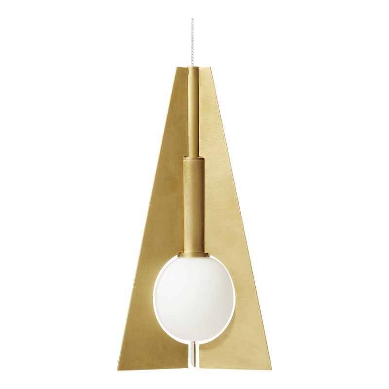Mini Orbel Pyramid Pendant MonoRail Hand Rubbed Antique Brass