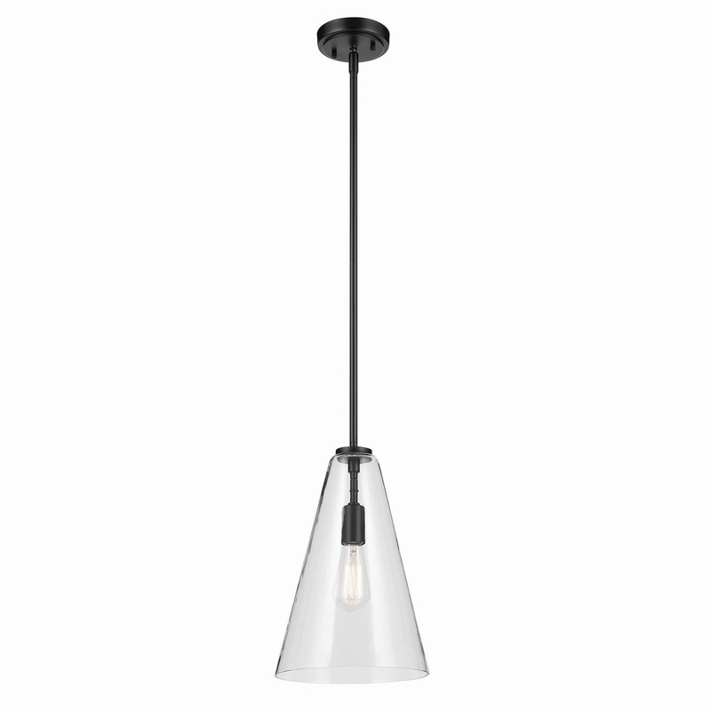 One Light Pendant from the Everly Collection in Black Finish by Kichler