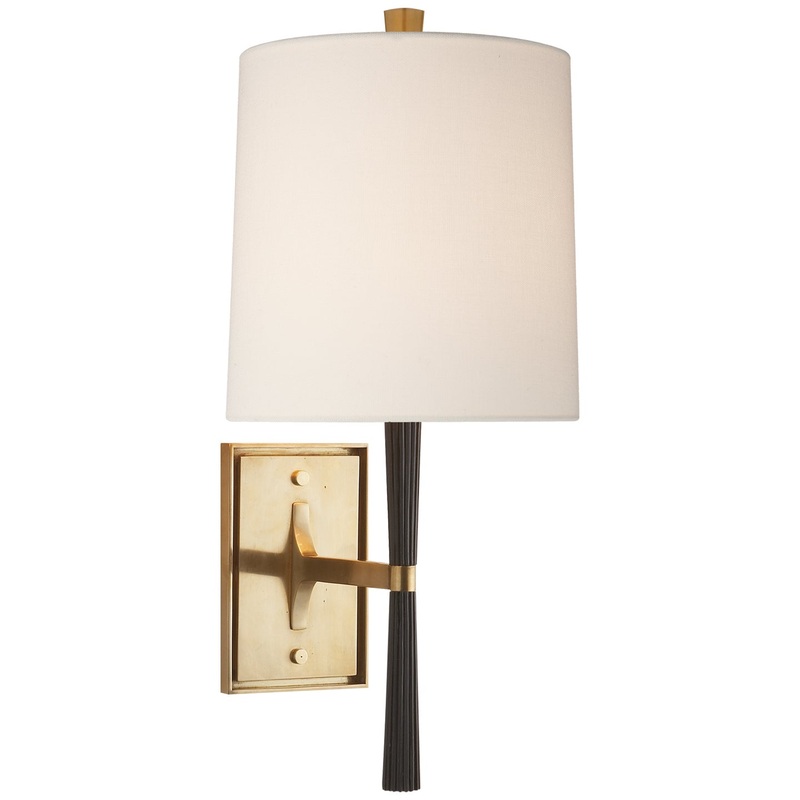 One Light Wall Sconce from the Refined Rib Collection in Ebony Resin And Brass Finish by Visual Comfort Signature