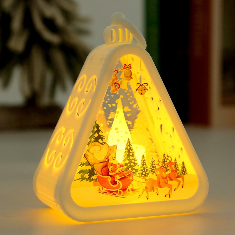 White Elk Charming Christmas Scene Mini Lanterns (Set of 3) – Battery Operated LED Lights for a Cozy Holiday Glow