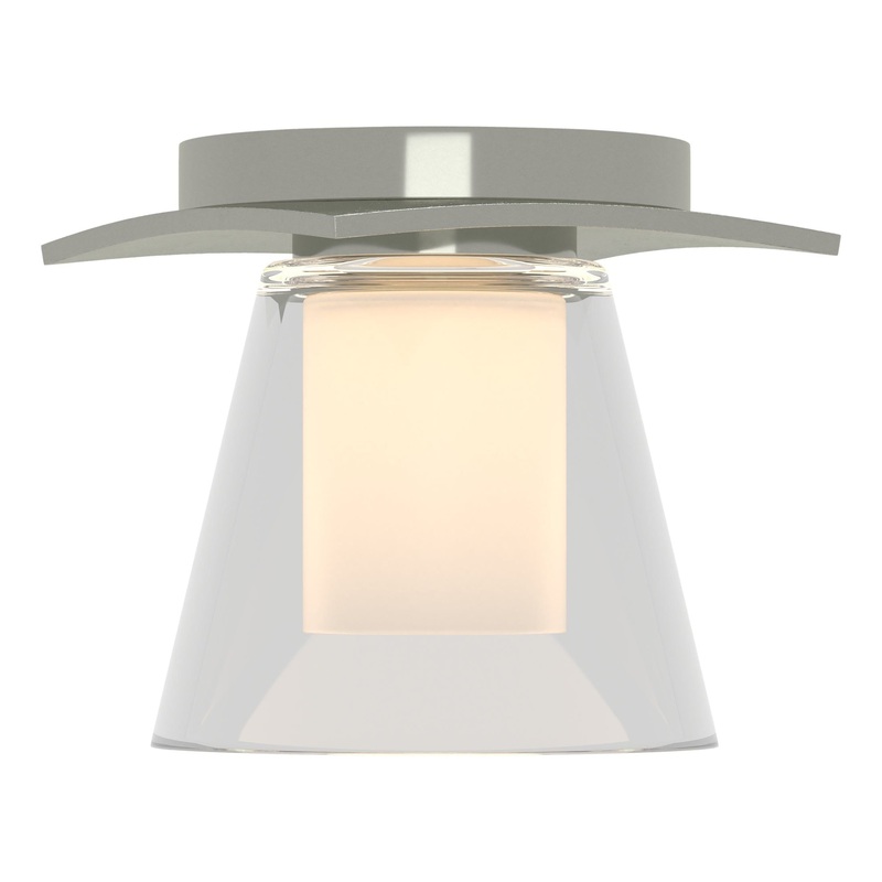 Wren Flush Mount Sterling Clear Glass with Opal Diffuser (ZU)