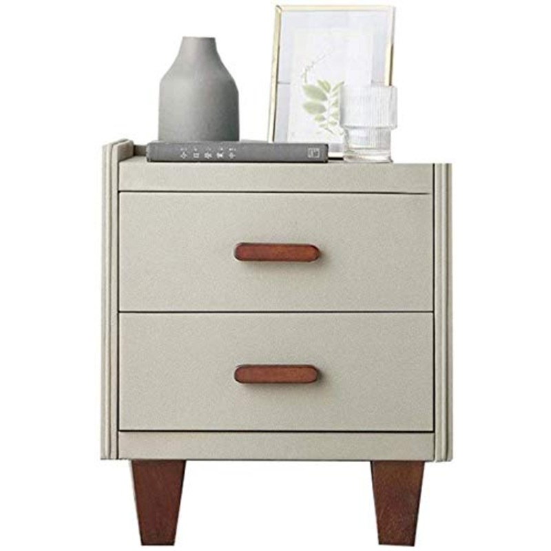 Armadietti Comodino Comodino Piedi in Legno massello Pelle Artificiale 2 cassetti Tavolino da Camera da Letto di Grande capacit (Colore: B, Dimensioni: 40X40X47)