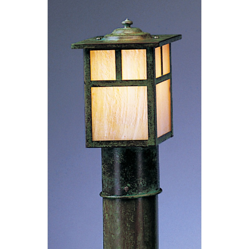 Arroyo MP-5TGW-VP Mission One Light Outdoor Post Lamp Verdigris Patina