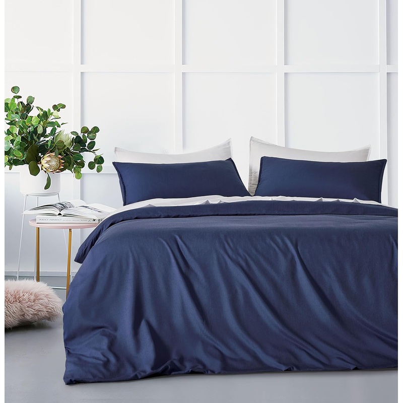 Bamboo Microfibre Quilt Cover Set – Navy – King