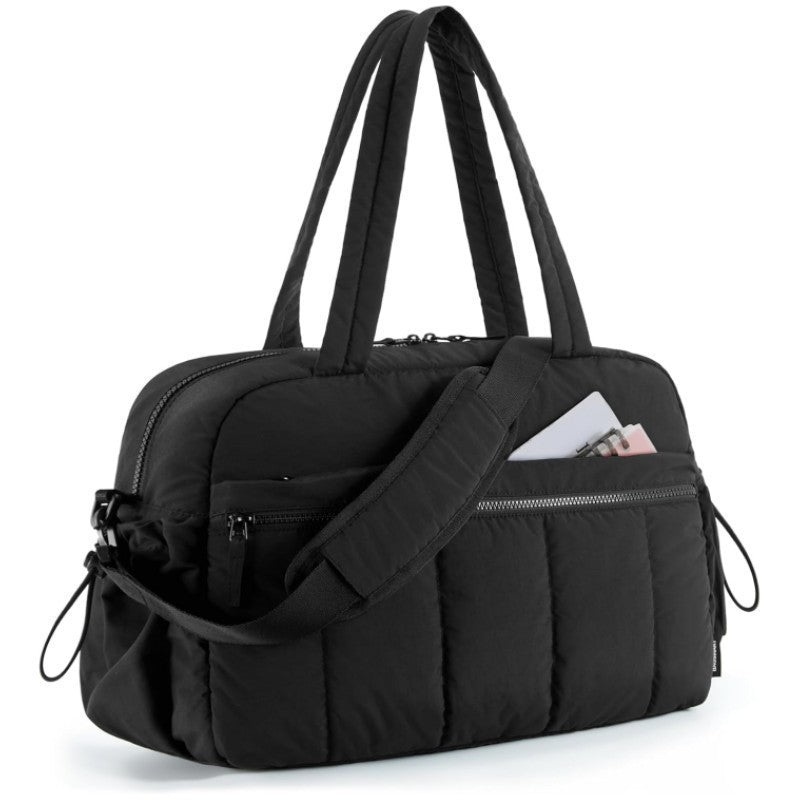 Black Versatile Carry-On Travel Duffel Bag – Airline Personal Item Size with Waterproof Wet Pocket & Trolley Sleeve