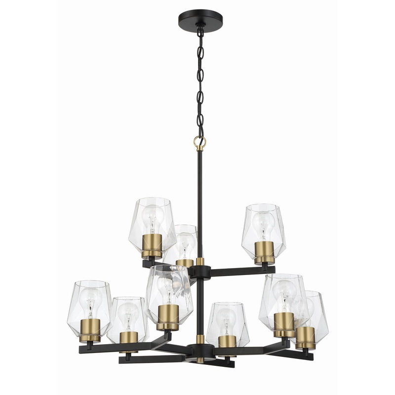 Craftmade 56929-FBSB Avante Grand Nine Light Chandelier Flat Black/Satin Brass