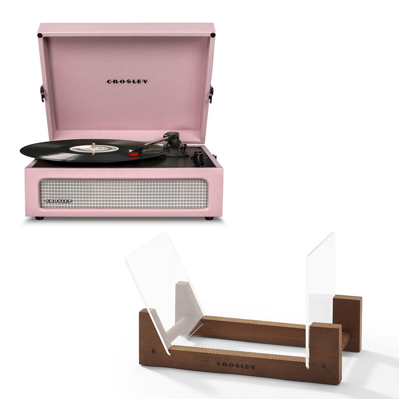 Crosley Voyager Bluetooth Portable Turntable – Amethyst + Bundled Crosley Record Storage Display Stand