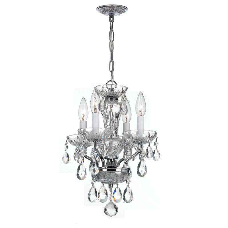 Crystorama 5534-CH-CL-I Traditional Crystal Four Light Mini Chandelier Polished Chrome