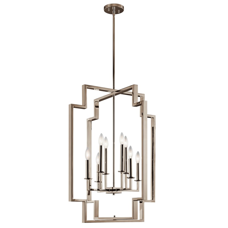 Eight Light Foyer Chandelier from the Downtown Deco Collection in Polished Nickel Finish by Kichler