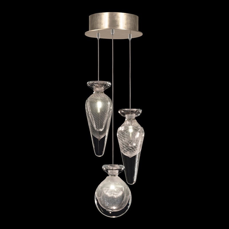 Essence 8.5″W Round Pendant Gold/Clear Mix