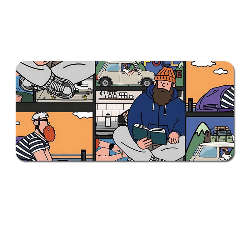 Extended Gaming Mousepad (90x40x0.4cm) – Big Beard Uncle Design, Stitched Edges – Style 4