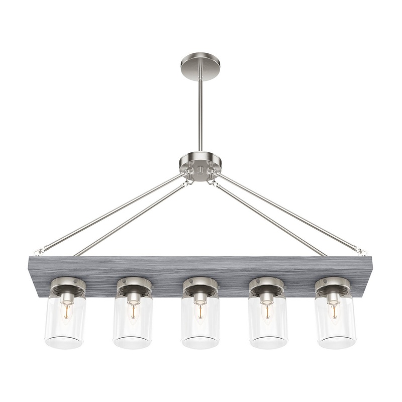 Five Light Linear Chandelier from the Devon Park Collection in Brushed Nickel Finish by Hunter