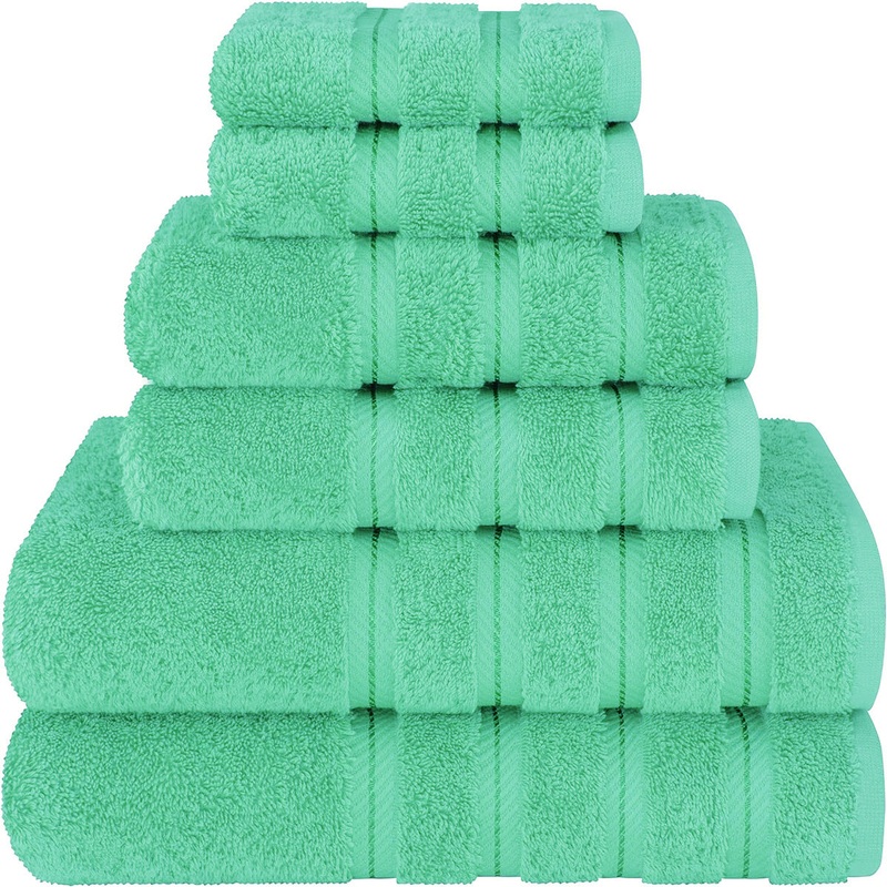 Green Luxury 6-Piece Combed Cotton Towel Bale Set – Ultra Soft & Absorbent Bath, Hand, Face Towels