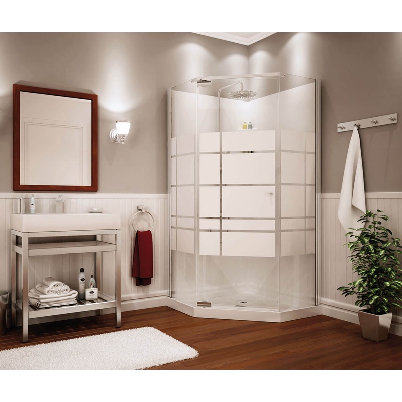 MAAX 105618-000-129-102 Begonia Soho 36 x 36 Polystyrene Center Drain Shower Kit in White with Soho glass  in Chrome