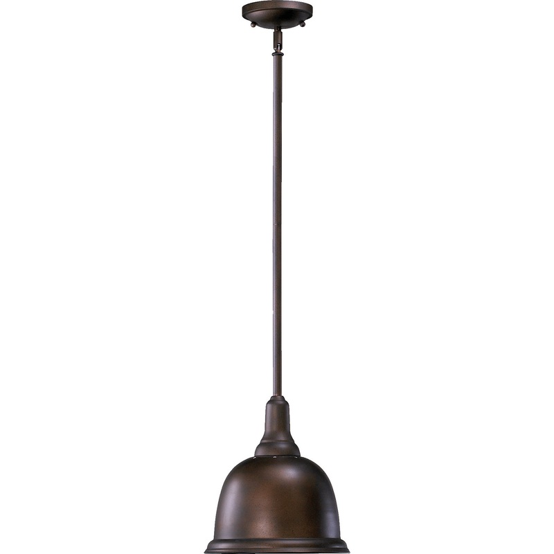 One Light Pendant from the 802 Dome Pendants Collection in Oiled Bronze Finish by Quorum
