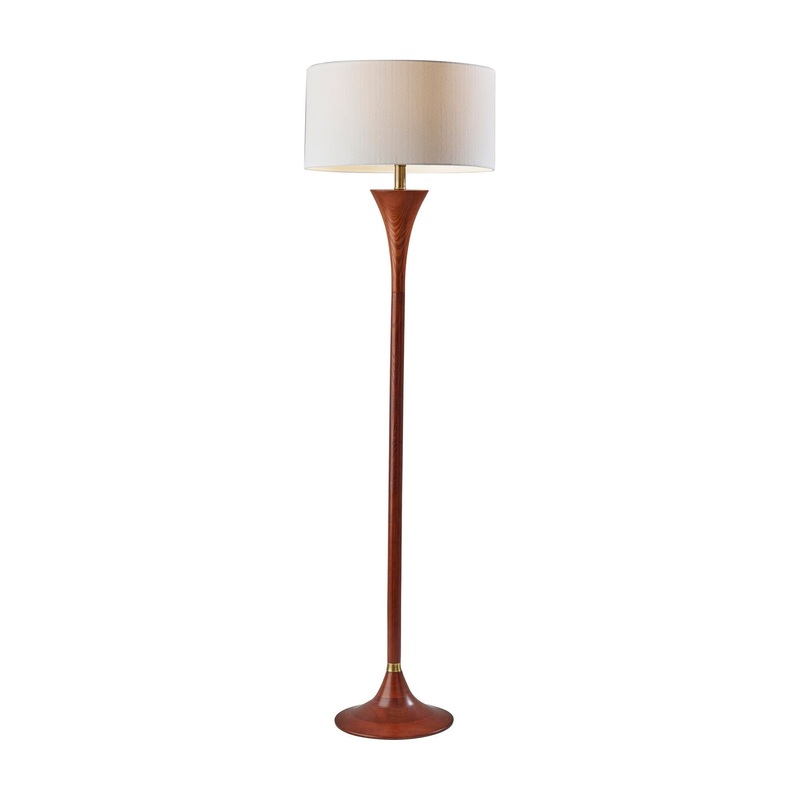 Rebecca Floor Lamp Walnut Rubberwood with Antique Brass Accent