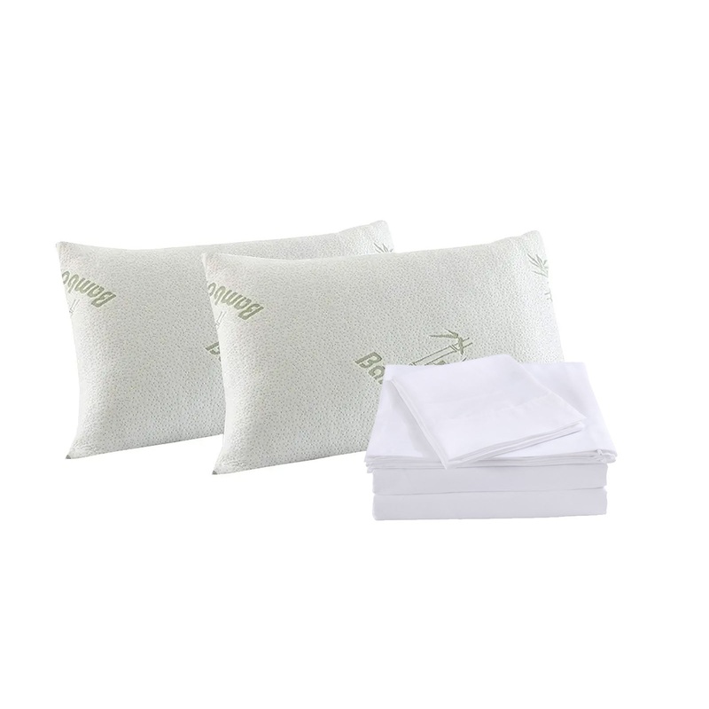 Royal Comfort Bamboo Blend Sheet Set 1000TC and Bamboo Pillows 2 Pack Ultra Soft – Queen – White