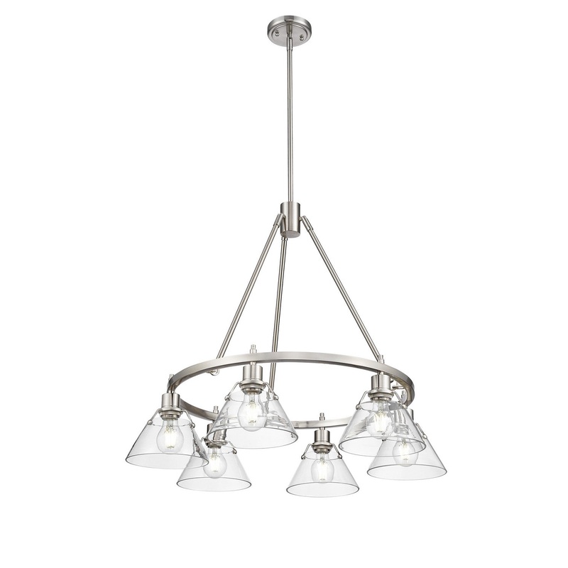 Six Light Chandelier from the Orwell Collection in Pewter Finish by Golden