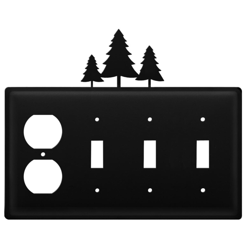 Village Wrought Iron EOSSS-20 Quad Pine Trees Single Outlet and Triple Switch Cover CUSTOM Product