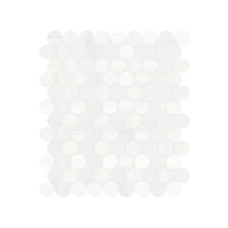 1.25″ Cosmo Lumino Penny Round Honed Marble Mosaic 1 Sheet = .99 Sqft