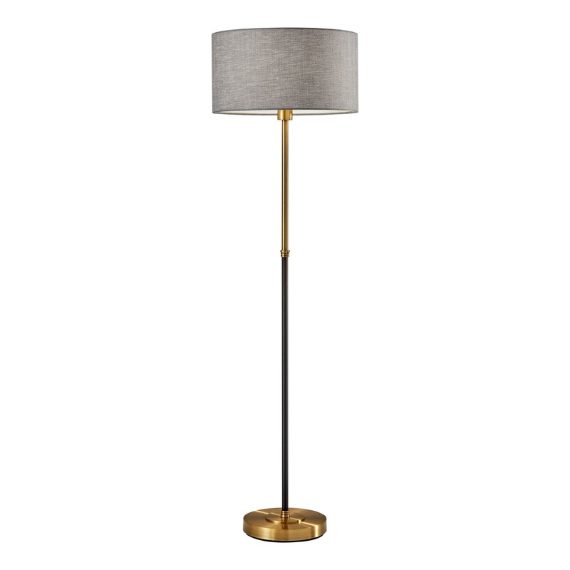 Bergen Floor Lamp Black & Antique Brass