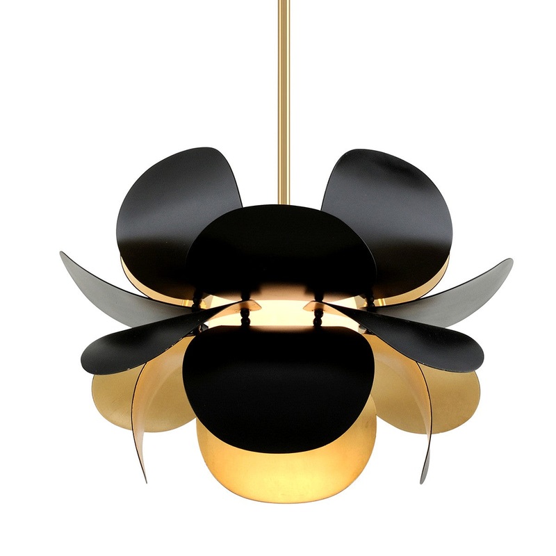 Corbett Lighting 308-41-GL/SBK Ginger One Light Chandelier Gold Leaf/Soft Black Combo