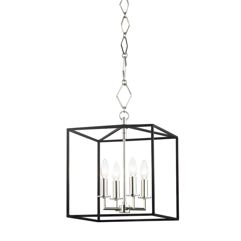 Four Light Pendant from the Richie Collection in Polished Nickel/Black Finish by Hudson Valley