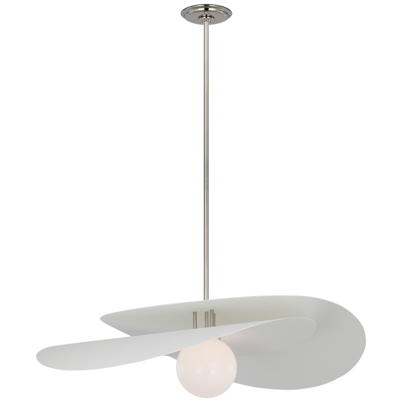LED Pendant from the Mahalo Collection in Polished Nickel And Matte White Finish by Visual Comfort Signature