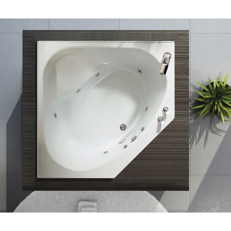 MAAX 100875-003-001-010 Tandem 5454 Acrylic Corner Center Drain Whirlpool Bathtub in White