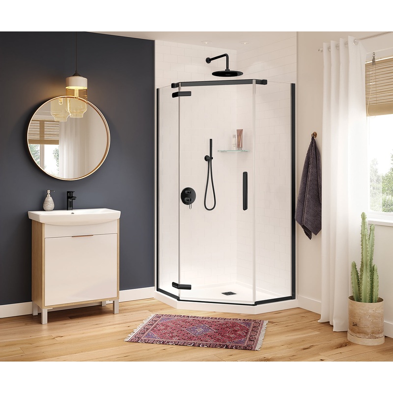 MAAX 137301-900-340-000 Hana Neo-angle 40 x 40 x 75 in. 8mm Pivot Shower Door for Corner Installation with Clear glass in Matte Black
