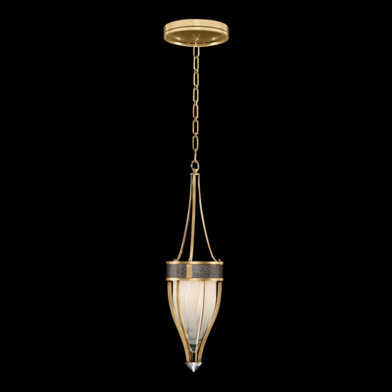Mirage 7.5″W Round Pendant Gold Leaf/Nickel/Pebble