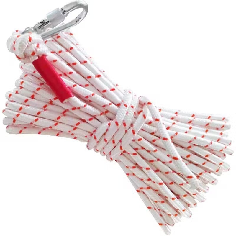 Red-white With Wire Core Heavy Duty Adjustable Clothesline Set (4 Pack) – 10m Steel Wire Core Nylon Rope with Hooks for Outdoor & Camping