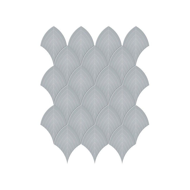 Soho Cloud Blue Glossy Porcelain Scallop Mosaics. 1 Sheet = Sq. Ft.