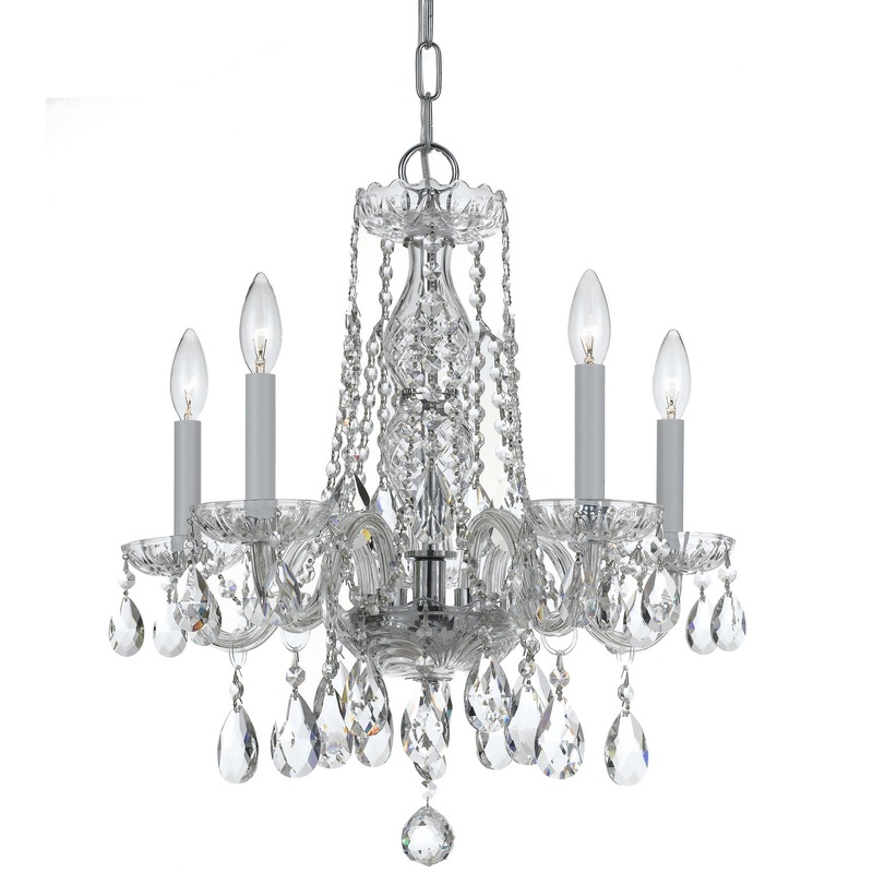 Crystorama 1061-CH-CL-S Traditional Crystal Five Light Mini Chandelier Polished Chrome