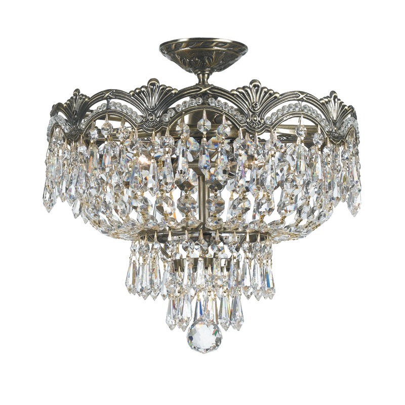 Crystorama 1483-HB-CL-S Majestic Three Light Semi Flush Mount Historic Brass