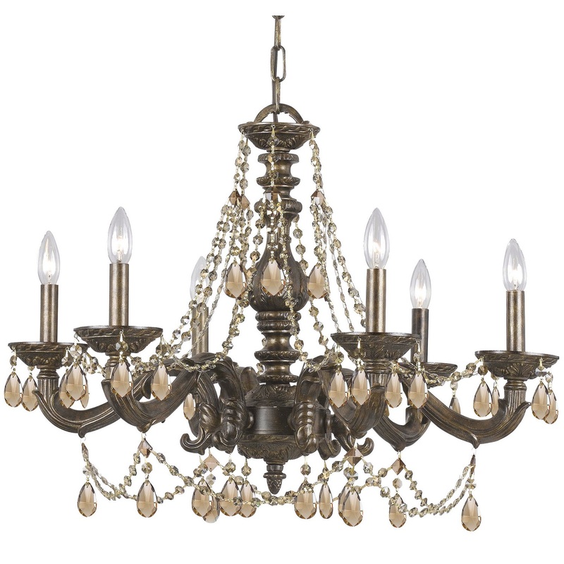 Crystorama 5026-VB-GT-MWP Paris Market Six Light Chandelier Venetian Bronze