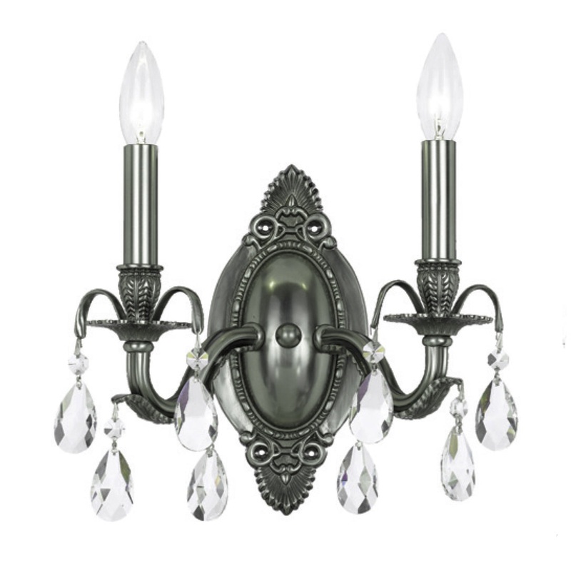 Crystorama 5562-PW-CL-MWP Dawson Two Light Wall Sconce Pewter
