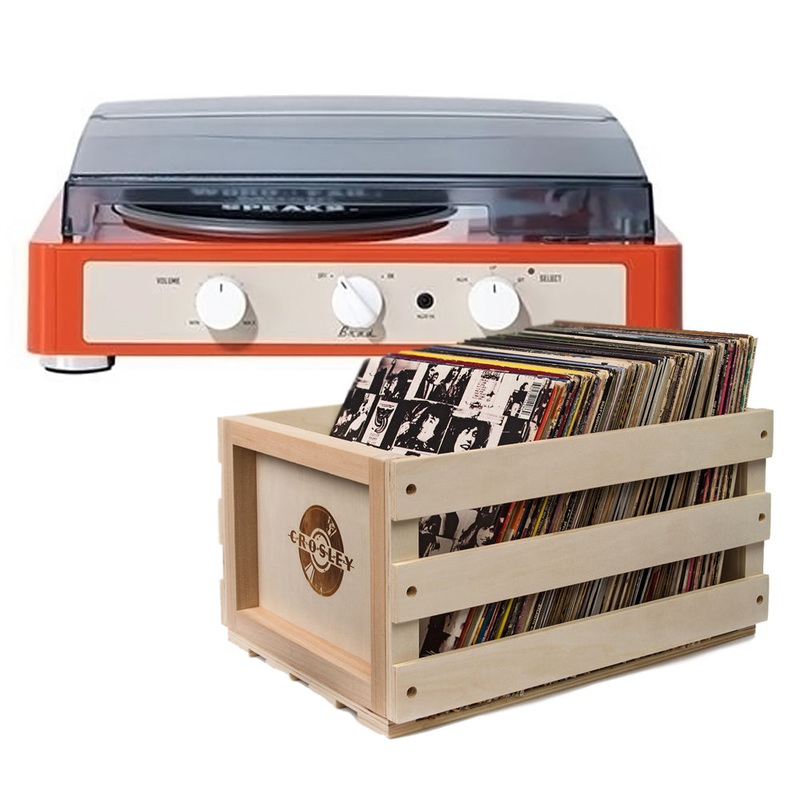Gadhouse Brad MKII Record Player – Tangerine + Bundled Record Storage Crate