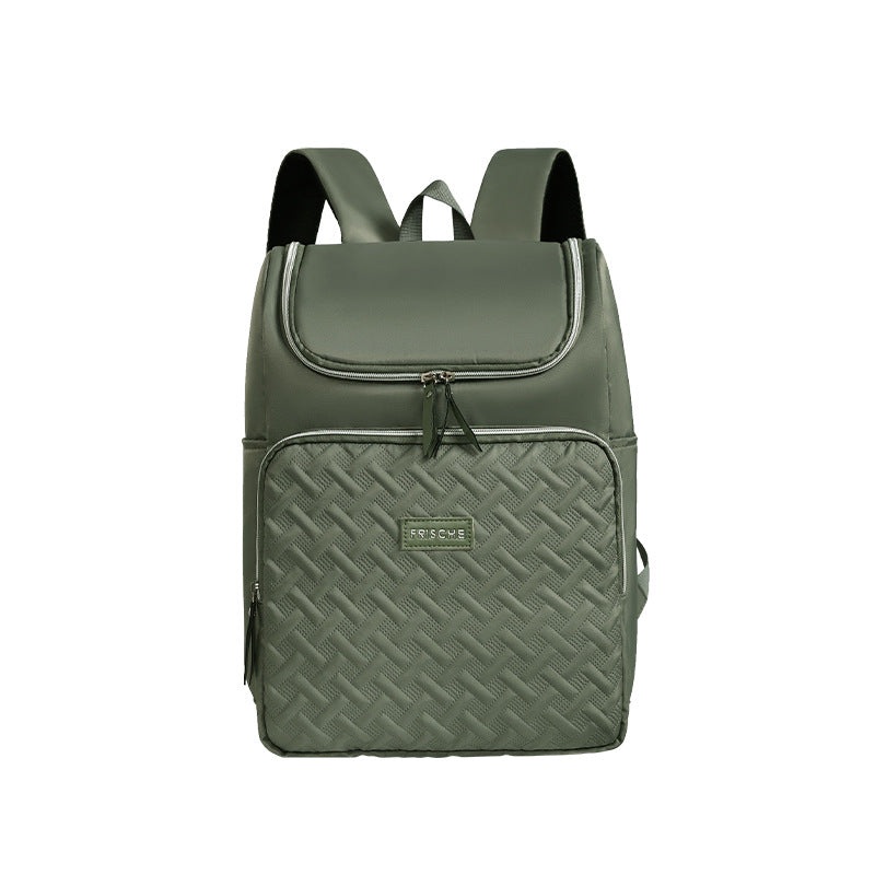 Green Stylish Quilted Diaper Bag Backpack – Large 17L Capacity Lightweight Nappy Bag for Mum