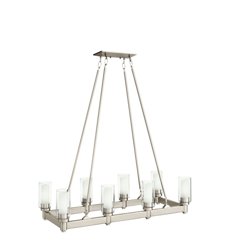 Kichler 2943NI Eight Light Linear Chandelier, Brushed Nickel