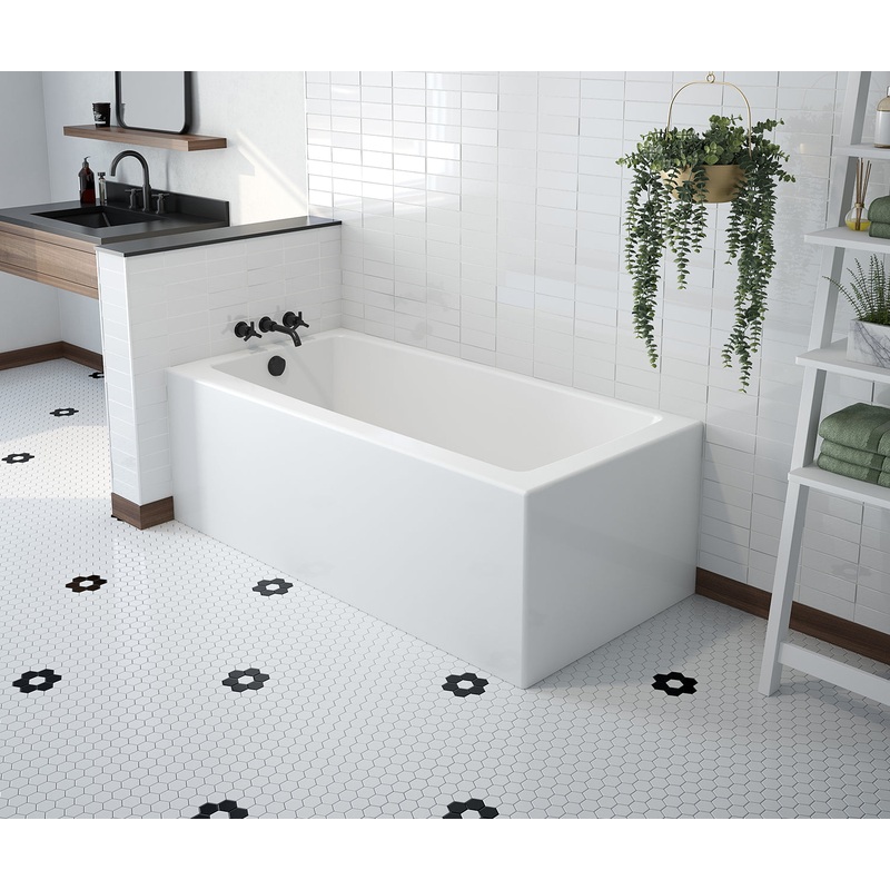 MAAX 106811-000-002-001 Mackenzie Corner 6030 AcrylX Corner Left-Hand Drain Bathtub in White