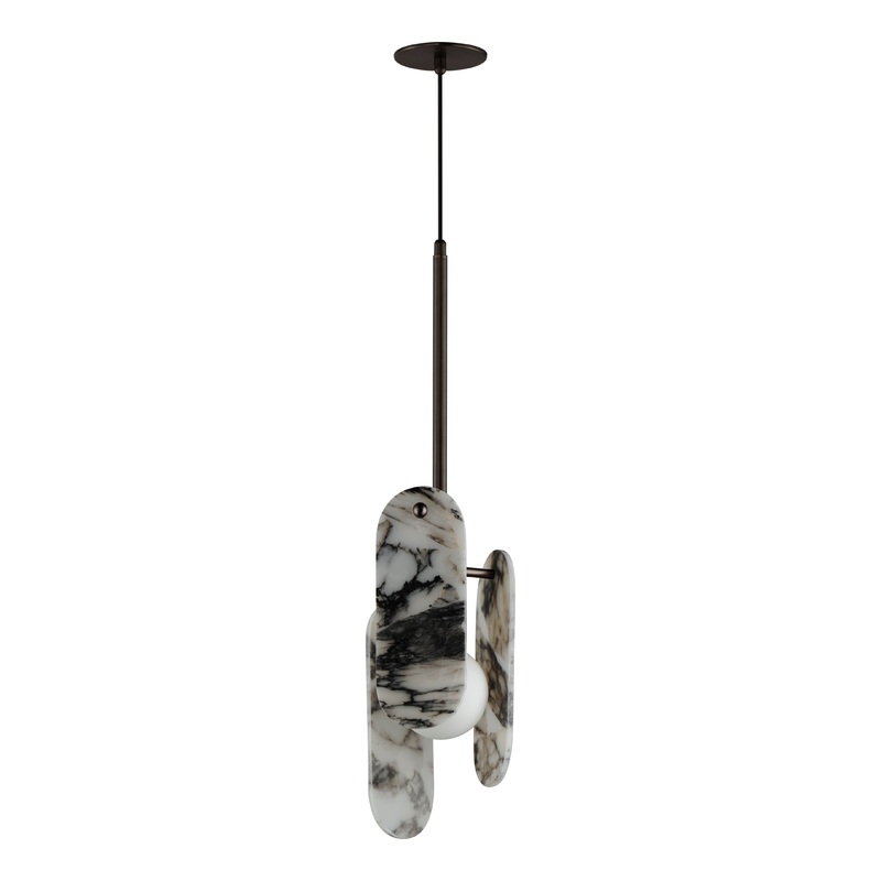Megalith Cord Hung LED Pendant Brushed Bronze Striae Arya