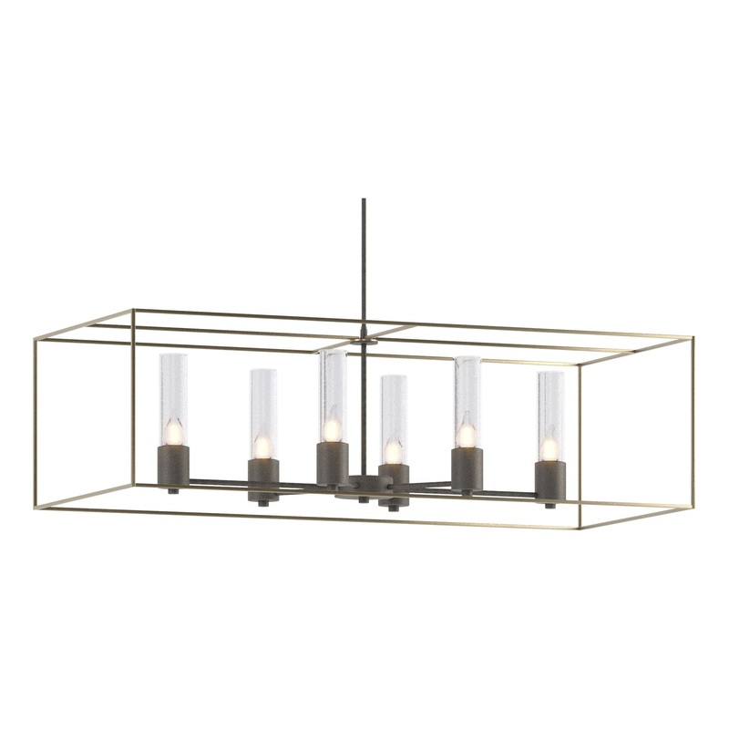 Portico Pendant Natural Iron Soft Gold Seeded Clear Glass (II)